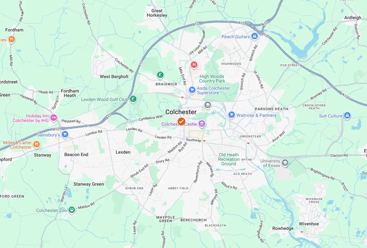 Map of our Colchester service area