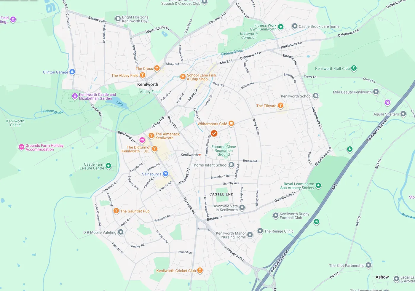 Map of our Kenilworth service area