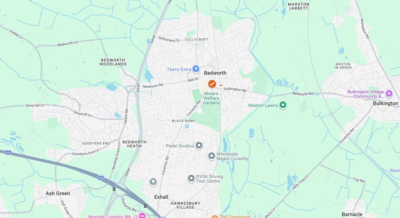 Map of our Bedworth service area