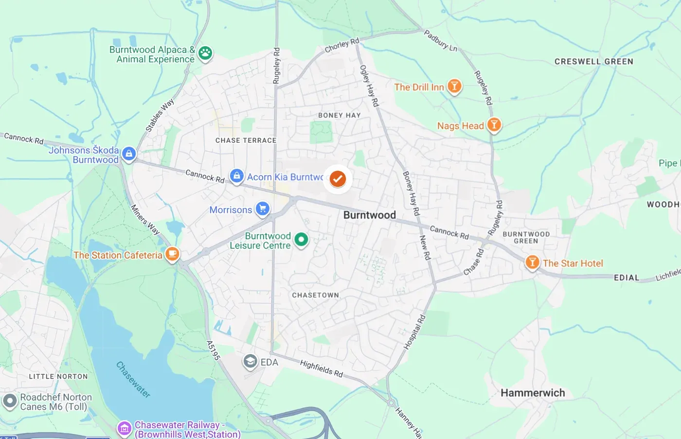 Map of our Burntwood service area
