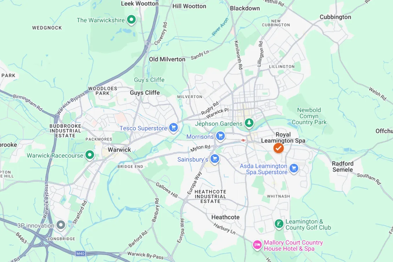 Map of our Leamington Spa service area