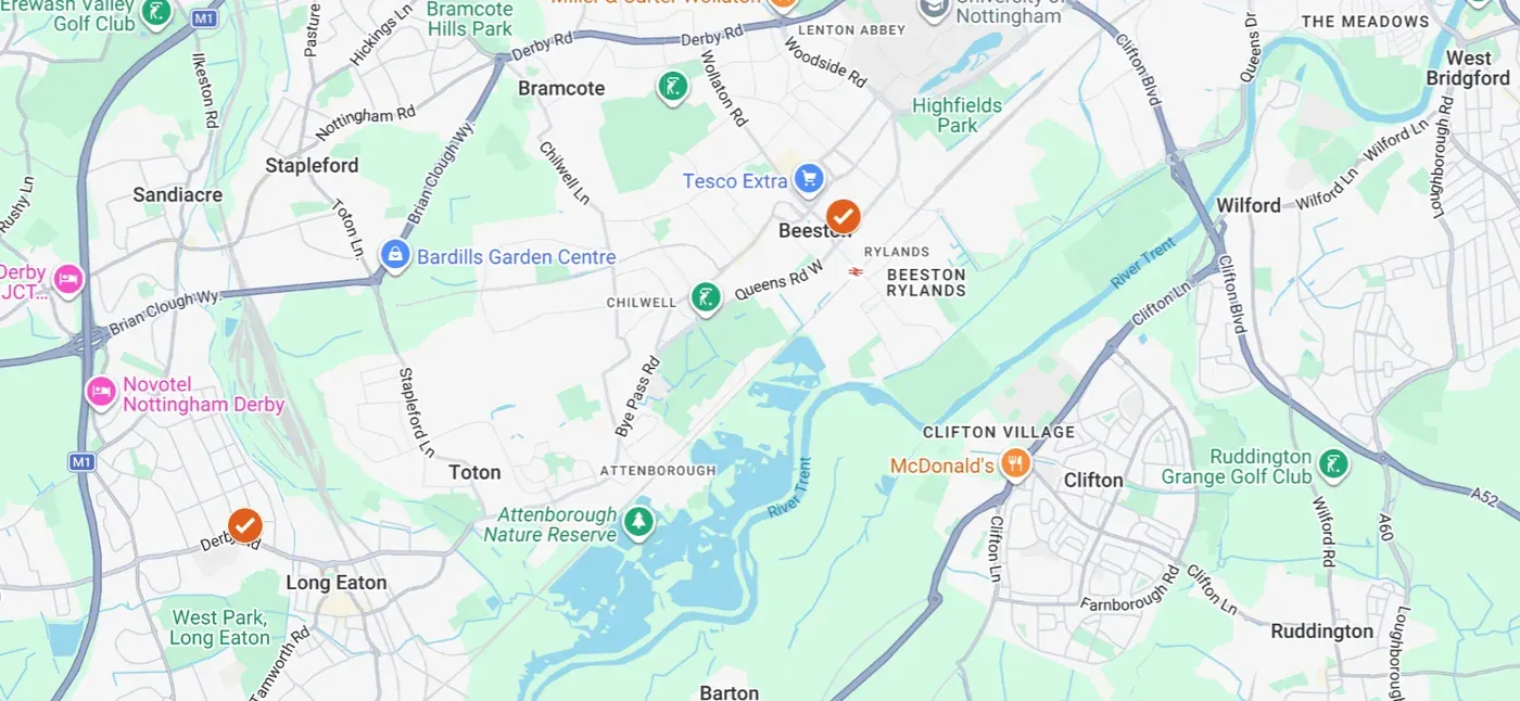 Map of our Beeston service area