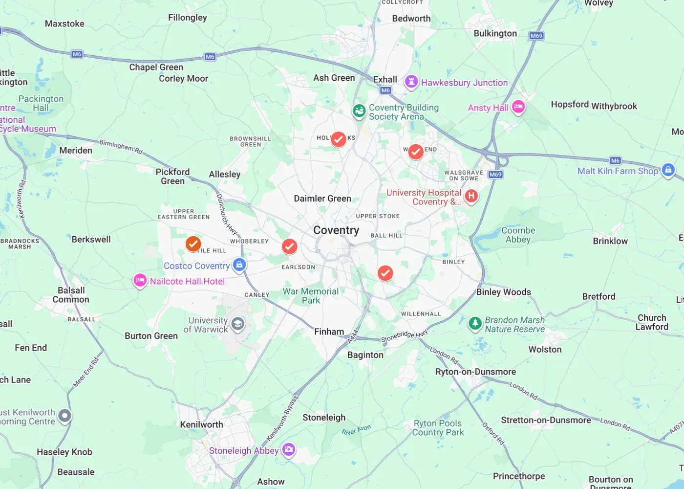 Coventry service-area map for Kingdom Locksmith