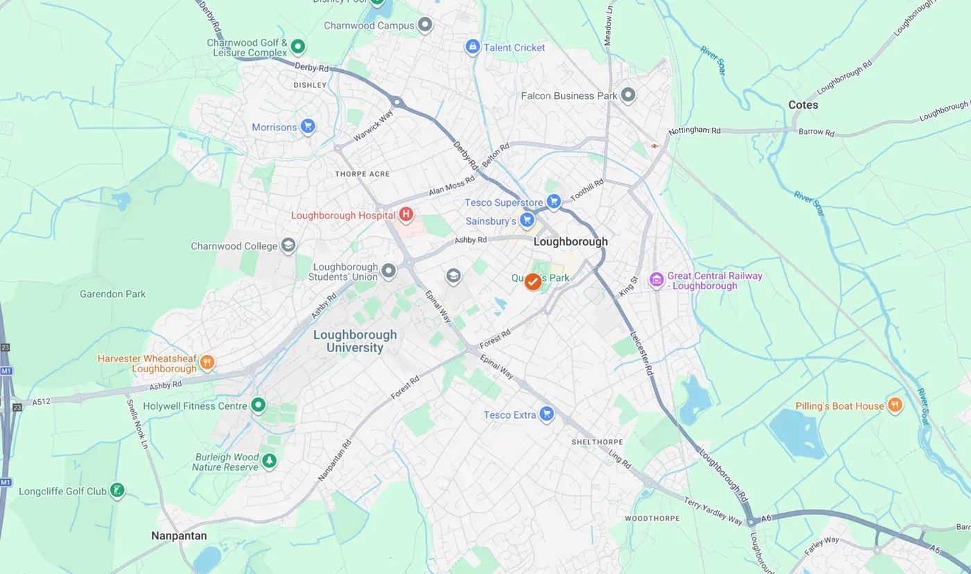 Map of our Loughborough service area